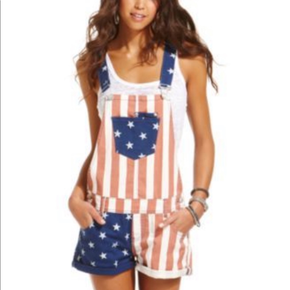 American Rag Flag Short Overalls